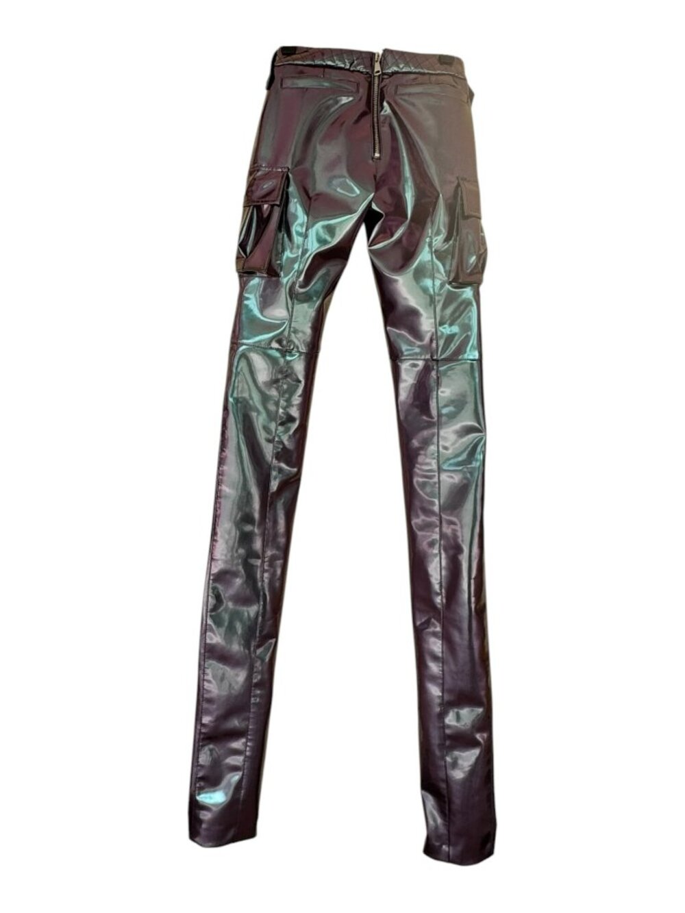 Laquan Smith Quilted Iridescent Vinyl Moto Pants - Size Xs - $2100 Retail. Nwt — image 4 of 8